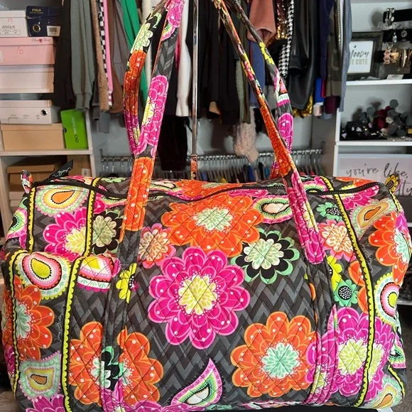 Vera Bradley Pink and Orange Floral Bag Vintage Vera Bradley Orange Pink Floral Top Handle Small  main image 3